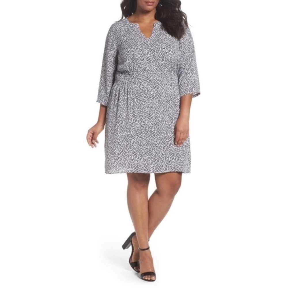 EUC Foxcroft Nellie Navy & White Midi Dress 18W